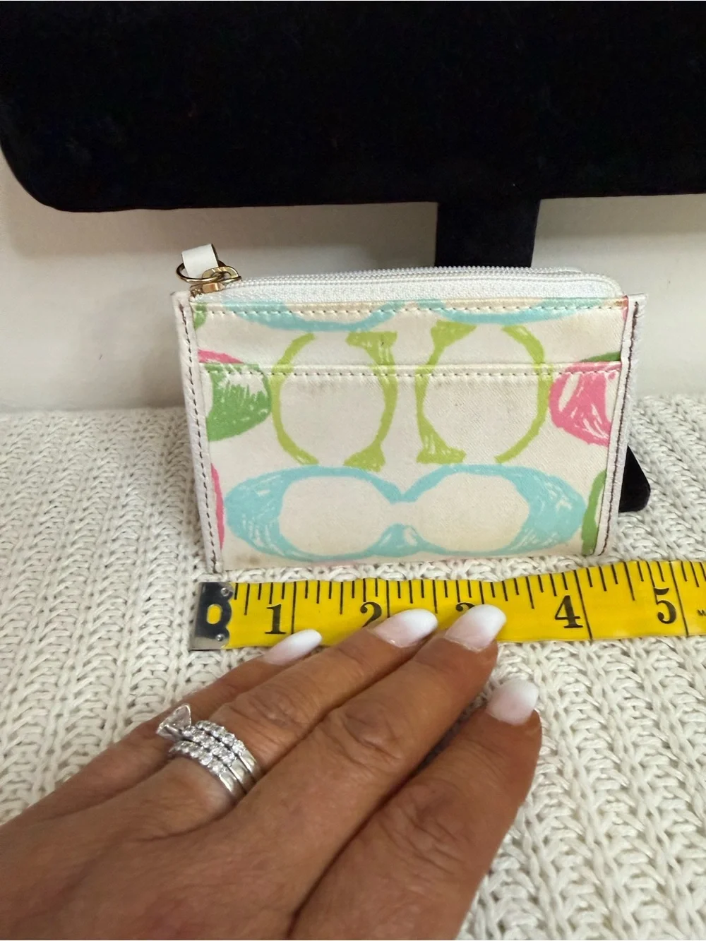 Coach Y2K scribble fabric Zip Card Wallet in Pastel Multi